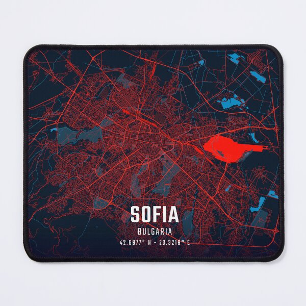 Item preview, Sofia Red & Blue Minimalist Map designed and sold by HomeLivingCo.