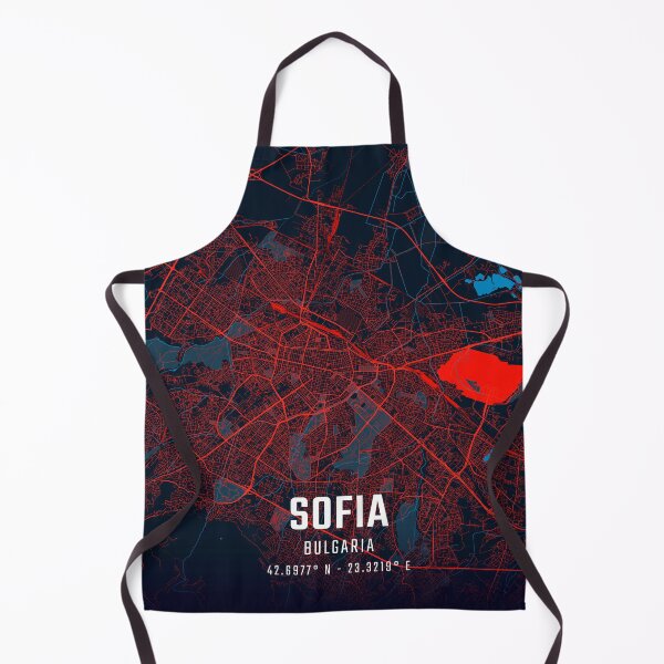 Item preview, Sofia Red & Blue Minimalist Map designed and sold by HomeLivingCo.