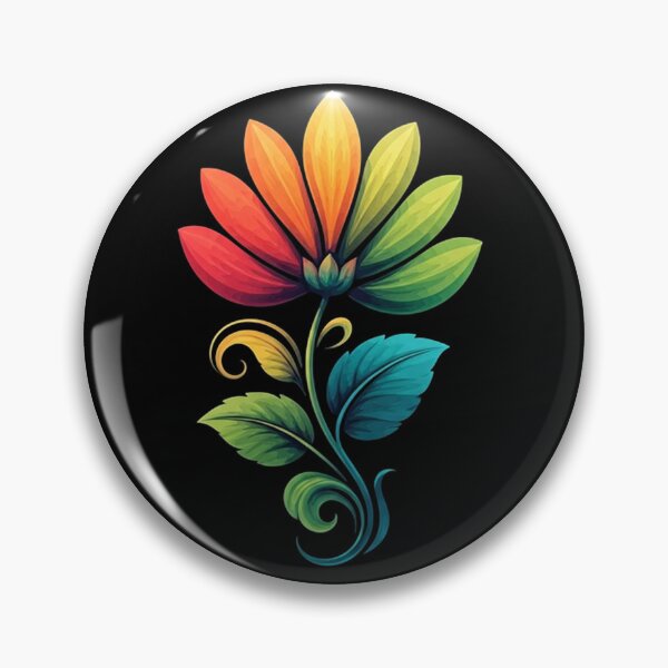 Item preview, Rainbow Gradient Flower – Stylized Digital Illustration with Glossy Petals and Vibrant Stem designed and sold by PixelVibe782.