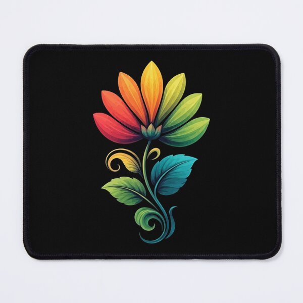 Item preview, Rainbow Gradient Flower – Stylized Digital Illustration with Glossy Petals and Vibrant Stem designed and sold by PixelVibe782.