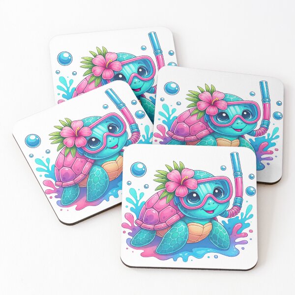 Item preview, Cute Snorkeling Turtle with Tropical Flower designed and sold by ArtfulWeave.
