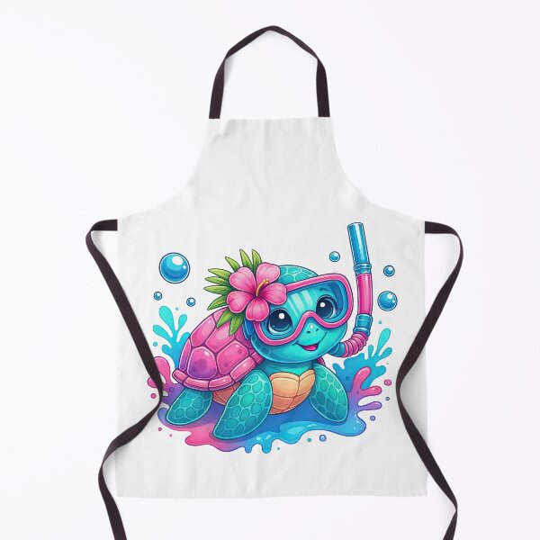 Item preview, Cute Snorkeling Turtle with Tropical Flower designed and sold by ArtfulWeave.
