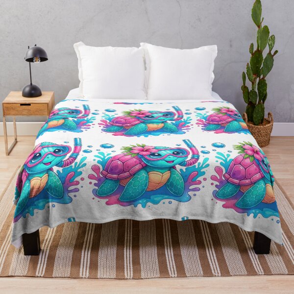 Item preview, Cute Snorkeling Turtle with Tropical Flower designed and sold by ArtfulWeave.