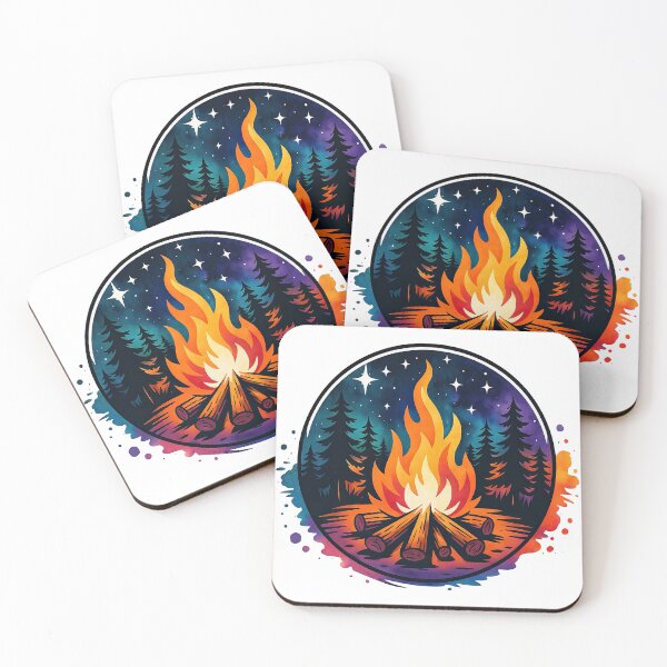 Item preview, Campfire Night Under the Stars Illustration designed and sold by ArtfulWeave.