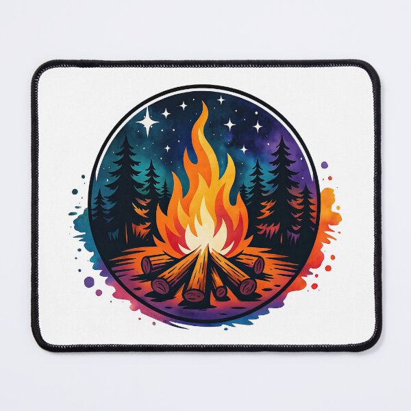 Item preview, Campfire Night Under the Stars Illustration designed and sold by ArtfulWeave.
