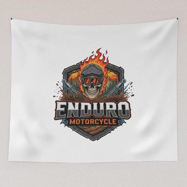 Item preview, Enduro Motorcycle Skull Fire Helmet Extreme Off Road Dirt Bike designed and sold by DibuHumor.