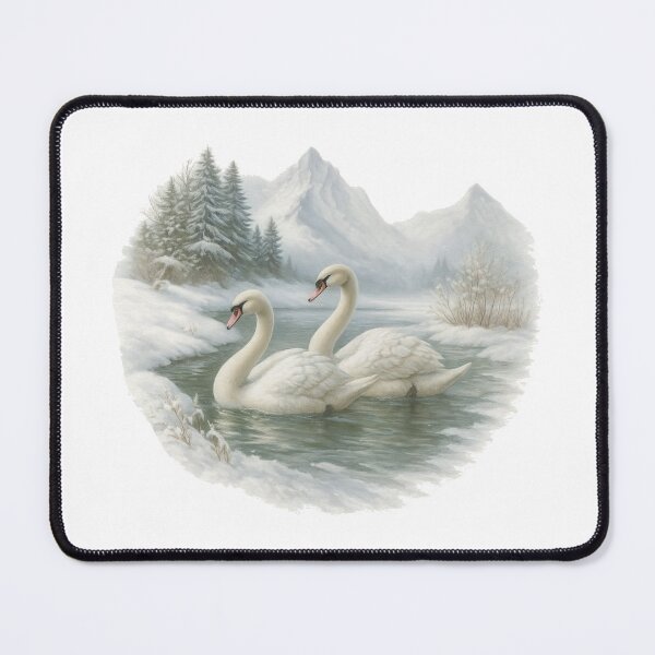 Item preview, Romantic Winter Swans in Snowy Landscape designed and sold by ArtfulWeave.