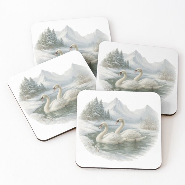 Item preview, Romantic Winter Swans in Snowy Landscape designed and sold by ArtfulWeave.