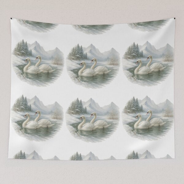 Item preview, Romantic Winter Swans in Snowy Landscape designed and sold by ArtfulWeave.
