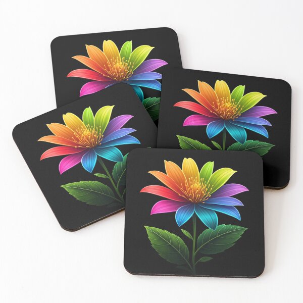 Item preview, Luminous Rainbow Flower – Vibrant Digital Illustration with Neon Petals and Glowing Stem designed and sold by PixelVibe782.