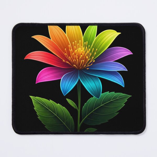 Item preview, Luminous Rainbow Flower – Vibrant Digital Illustration with Neon Petals and Glowing Stem designed and sold by PixelVibe782.
