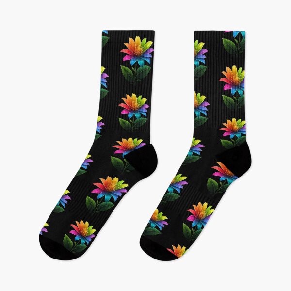 Item preview, Luminous Rainbow Flower – Vibrant Digital Illustration with Neon Petals and Glowing Stem designed and sold by PixelVibe782.