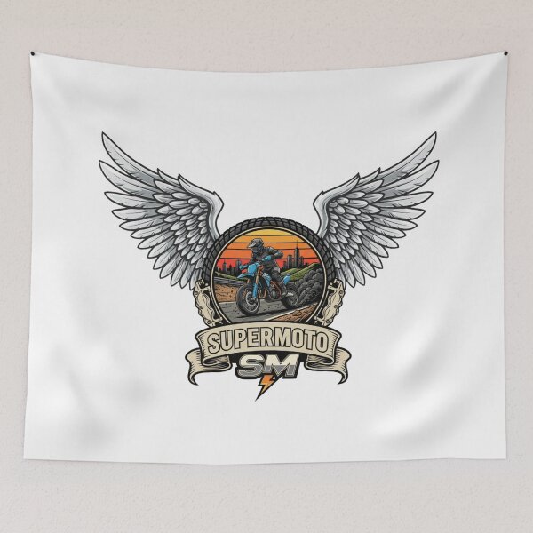 Item preview, Supermoto SM Wings Angel Motorcycle Rider Urban Drift Speed Logo designed and sold by DibuHumor.