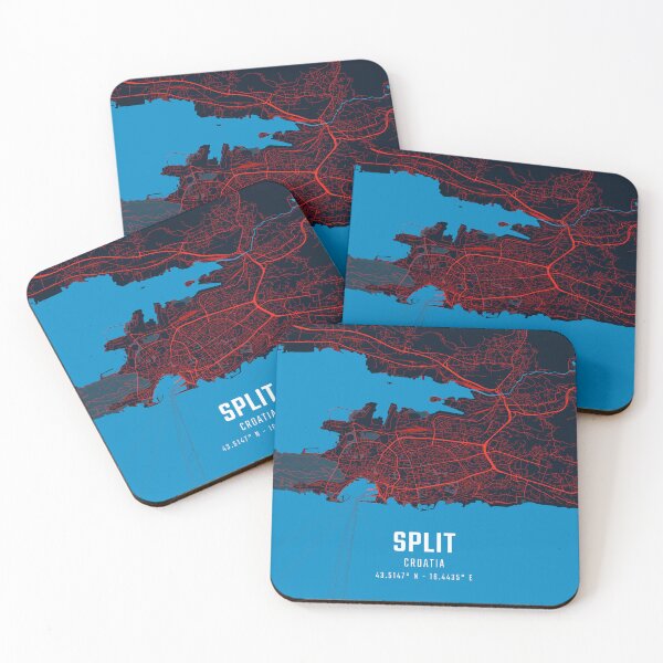 Item preview, Split Red & Blue Minimalist Map designed and sold by HomeLivingCo.
