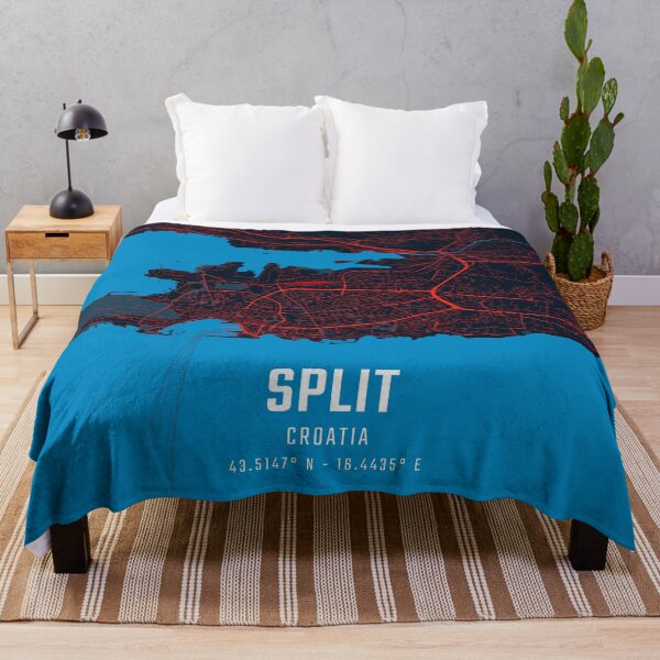 Item preview, Split Red & Blue Minimalist Map designed and sold by HomeLivingCo.