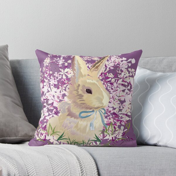 Item preview, Cute Animals Collection : “Easter Bunny with Blue Ribbon in Spring Flowers” no bg designed and sold by Miza Drops.