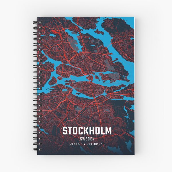 Item preview, Stockholm Red & Blue Minimalist Map designed and sold by HomeLivingCo.