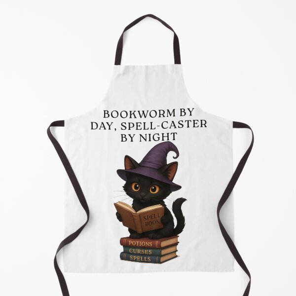 Item preview, Bookworm by Day, Spell-Caster by Night – Cute Witch Cat Reading Spell Book designed and sold by MagicMeow1.