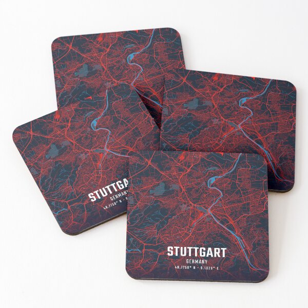 Item preview, Stuttgart Red & Blue Minimalist Map designed and sold by HomeLivingCo.