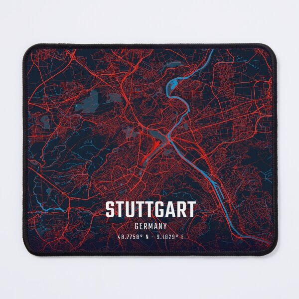 Item preview, Stuttgart Red & Blue Minimalist Map designed and sold by HomeLivingCo.