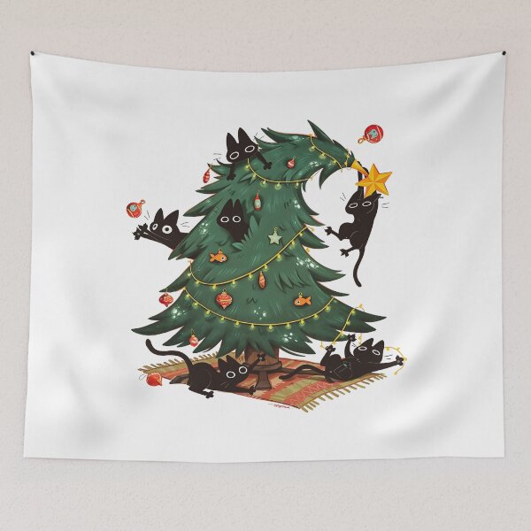 Item preview, Christmas Tree And Cat designed and sold by jillianhanna.