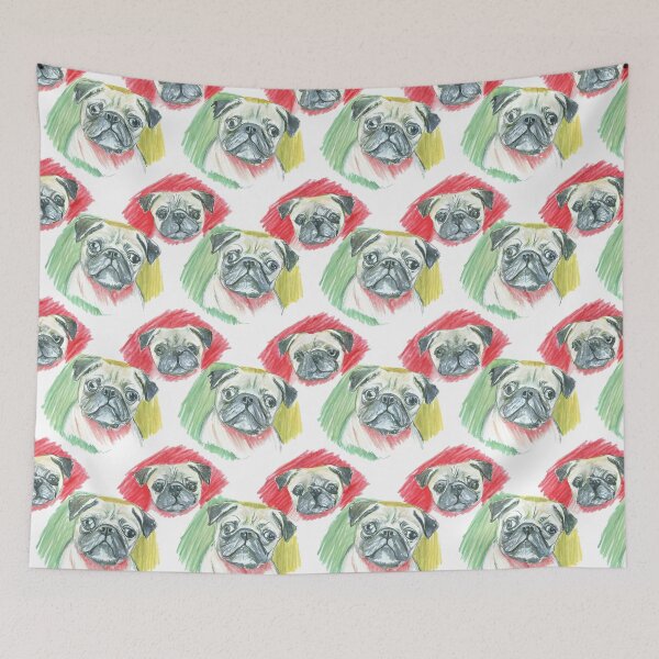 Item preview, Festive Pug Pattern designed and sold by dreampik.