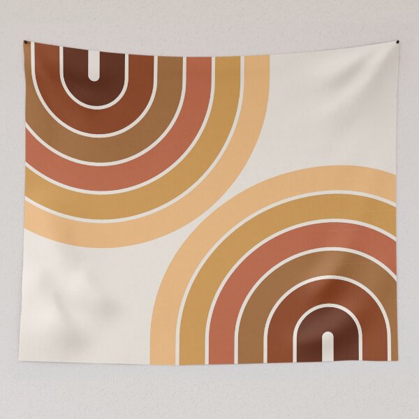 Item preview, Midcentury Modern Geometric Rainbow 8 in Retro Brown Gold designed and sold by nineFlorals.