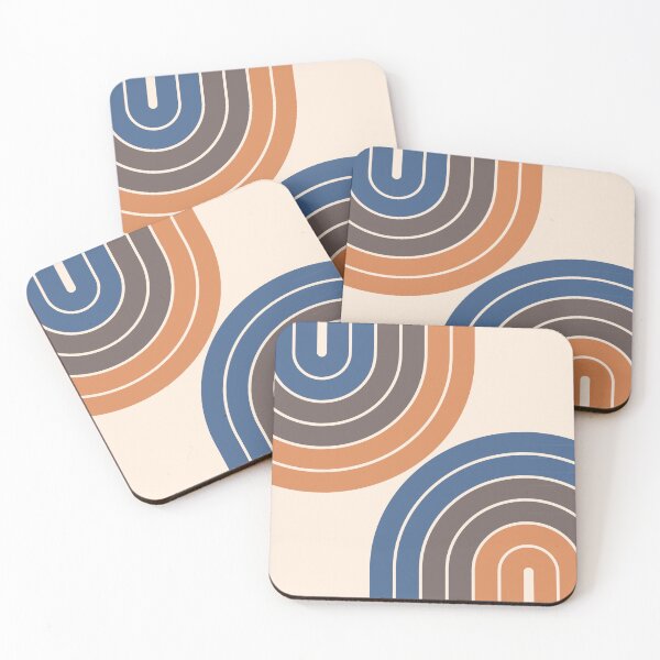 Item preview, Midcentury Modern Geometric Rainbow 9 in Terracotta Blue designed and sold by nineFlorals.
