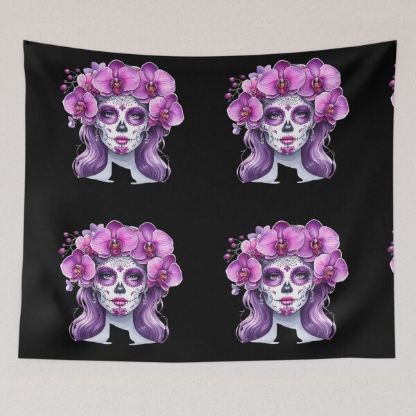 Item preview, Orchid Calavera: Purple Skull in a Crown of Phalaenopsis designed and sold by Dominik1994.