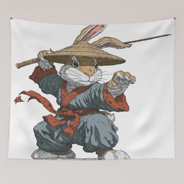 Item preview, Kung Fu Bunny – Brave Martial Arts Rabbit Illustration designed and sold by DTDSEverything.