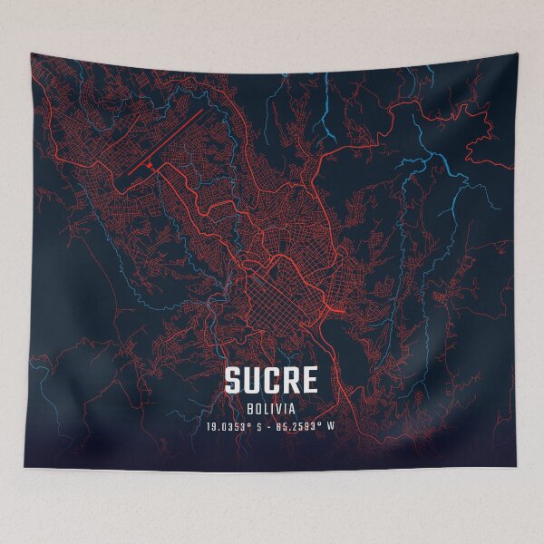 Item preview, Sucre Red & Blue Minimalist Map designed and sold by HomeLivingCo.