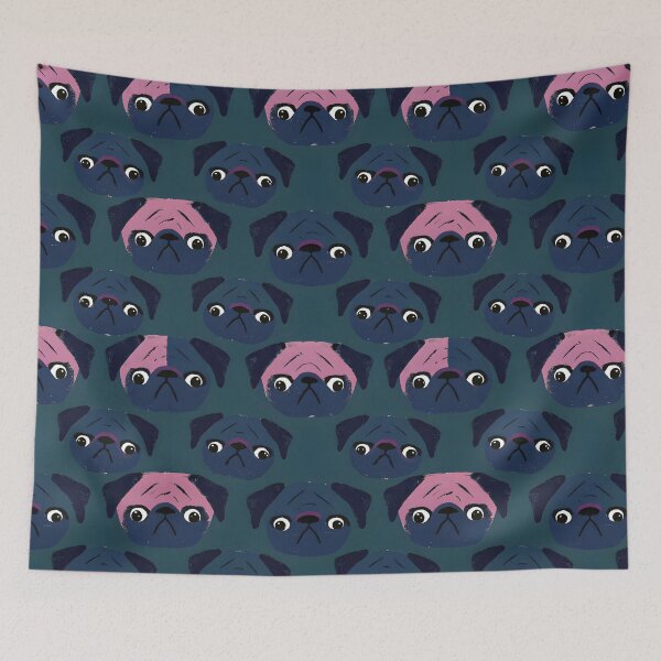 Item preview, Playful Pug Faces Pattern designed and sold by dreampik.