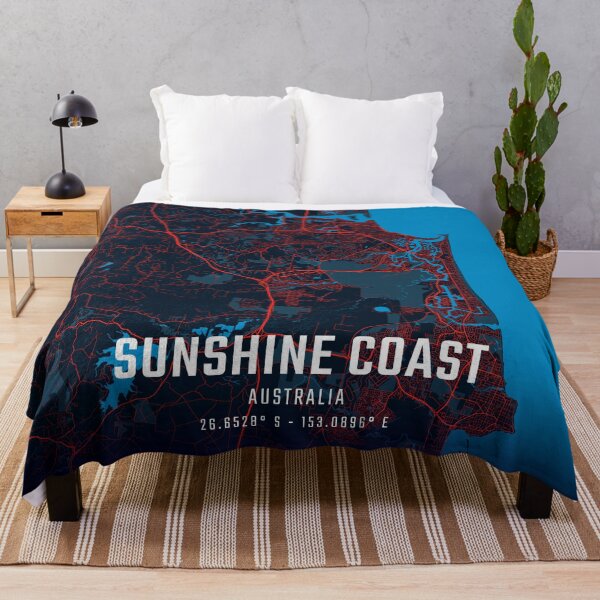 Item preview, Sunshine Coast Red & Blue Minimalist Map designed and sold by HomeLivingCo.
