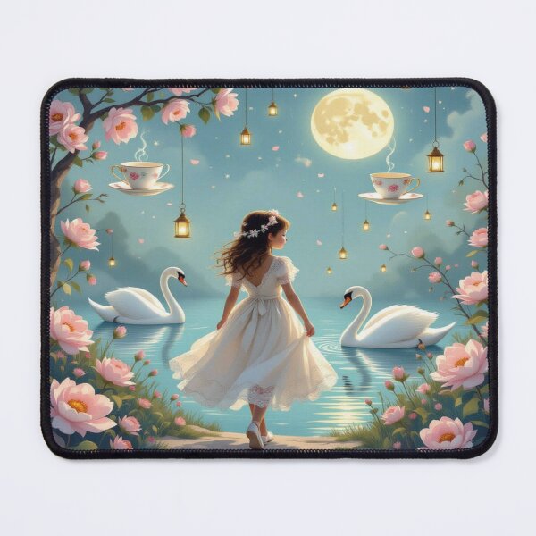 Item preview, Whimsical garden ballet – between swans, teacups & moonlit serenity designed and sold by FotoworldEdel.