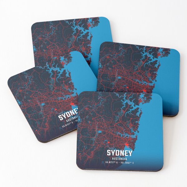 Item preview, Sydney Red & Blue Minimalist Map designed and sold by HomeLivingCo.
