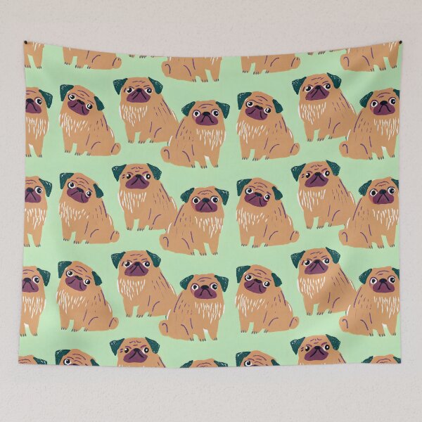 Item preview, Playful Pug Faces Pattern designed and sold by dreampik.
