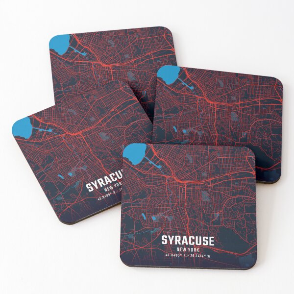 Item preview, Syracuse Red & Blue Minimalist Map designed and sold by HomeLivingCo.