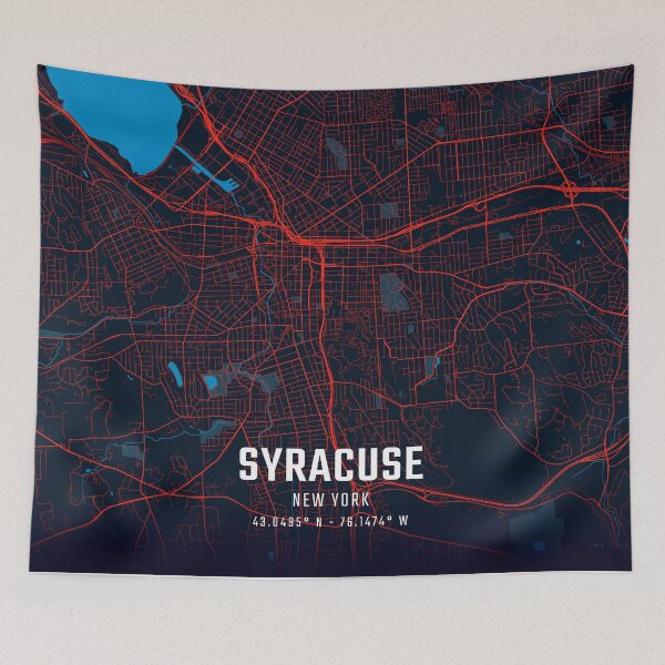 Item preview, Syracuse Red & Blue Minimalist Map designed and sold by HomeLivingCo.