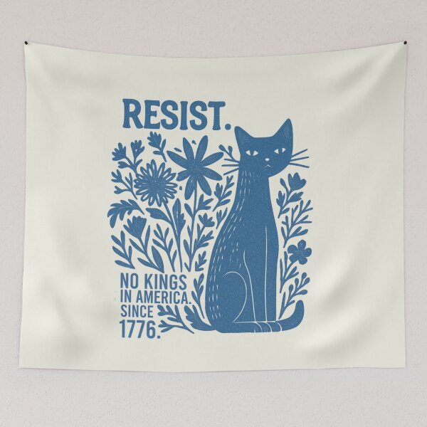 Item preview, No Kings In America Since 1776 Cat Kitten Boho Wildflowers Vintage designed and sold by SunfullyYours.