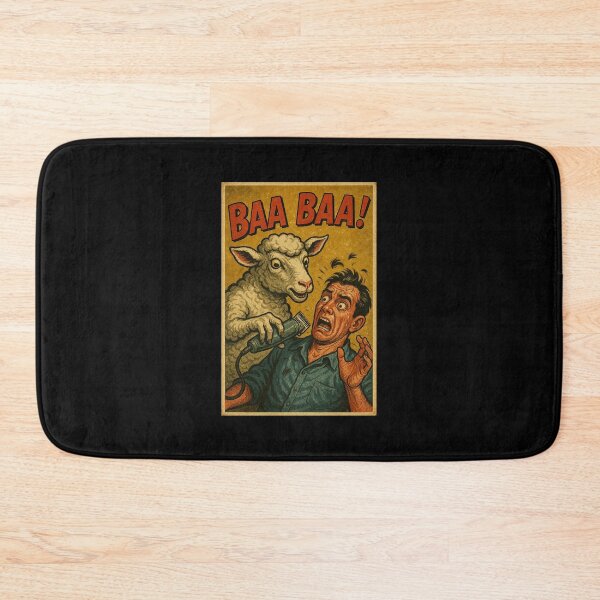 Item preview, Baa Baa! Retro Comic Sheep Shaving Art designed and sold by The Devil's Bargain.