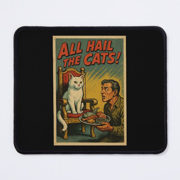 Item preview, All Hail the Cats – Retro Comic Style Funny Cat Poster designed and sold by The Devil's Bargain.