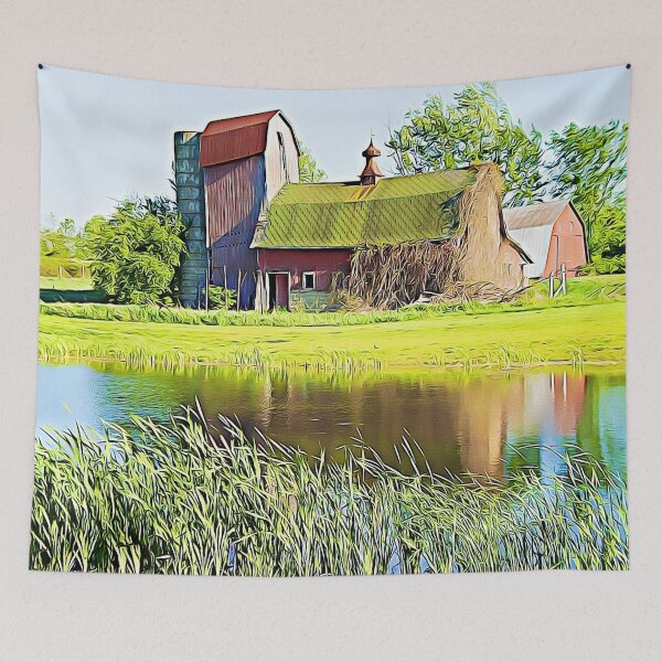 Item preview, Old Barn with Pond designed and sold by tomorrowsart.