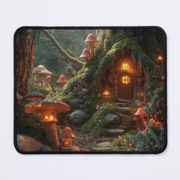 Item preview, Enchanted Goblincore Mushroom House in a Mystic Forest – Cozy Fantasy Cottage Art designed and sold by bgrzblkdigital.