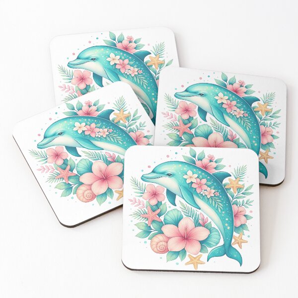 Item preview, Tropical Dolphin Surrounded by Flowers and Sea Life designed and sold by ArtfulWeave.