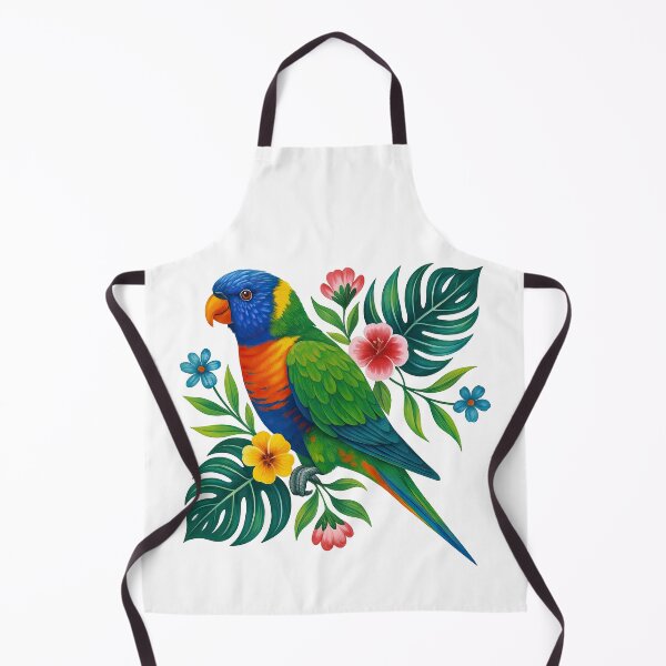 Item preview, Rainbow Lorikeet with Tropical Flowers designed and sold by ArtfulWeave.