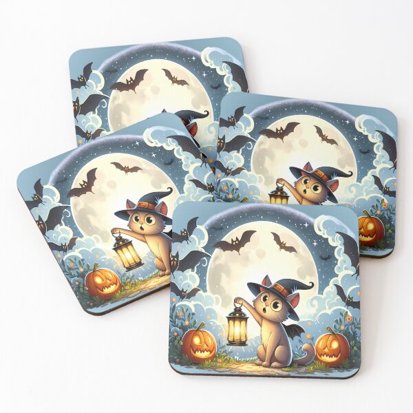 Item preview, Cat with Lantern and Pumpkins - Halloween designed and sold by Art-Arcade6.