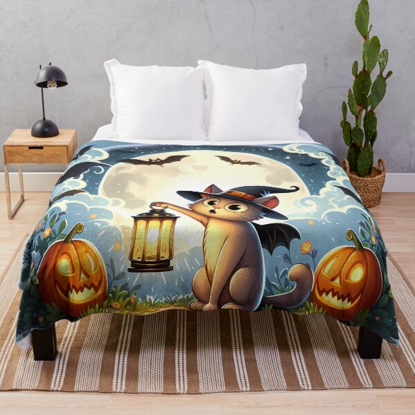 Item preview, Cat with Lantern and Pumpkins - Halloween designed and sold by Art-Arcade6.