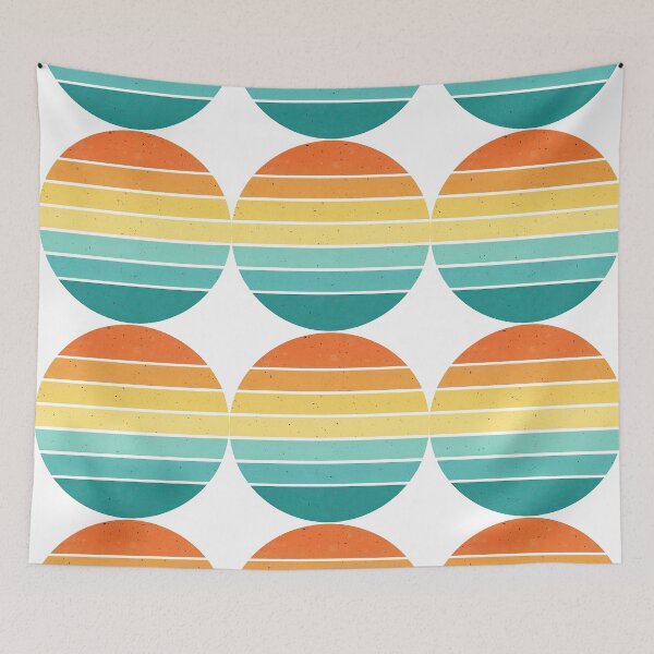 Item preview, Retro Sunset Circle with Horizontal Stripes designed and sold by ArtfulWeave.