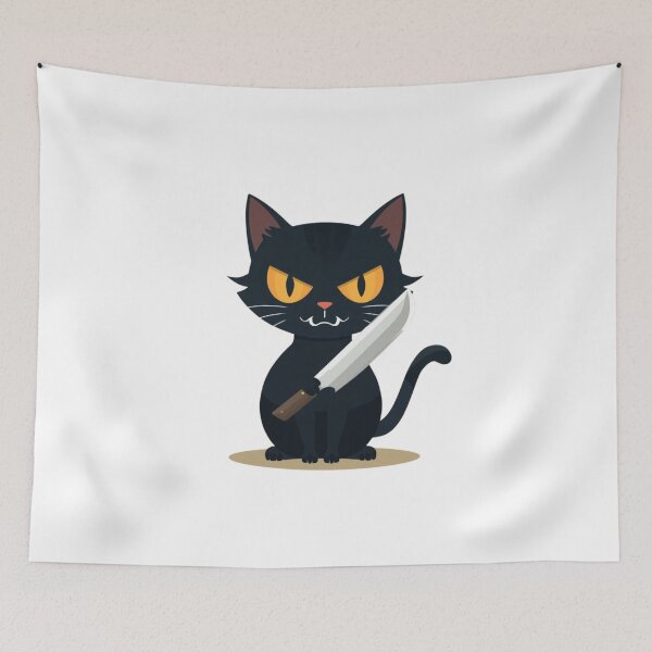 Item preview, Cute Evil Cat with Knife designed and sold by Kavya Art.