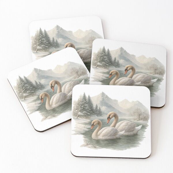 Item preview, Winter Swans on a Snowy River Scene designed and sold by ArtfulWeave.